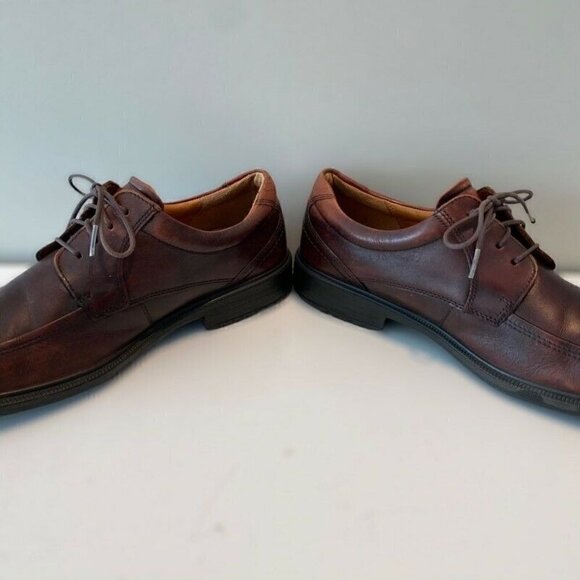 Ecco Mens Oxfords Shoes Brown Leather Lace Up 11 - Picture 2 of 8